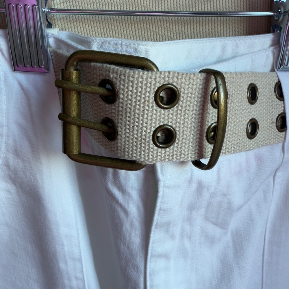 Izod Womens White‎ Cotton Cargo Capri Pants Belted Drawstring Hem IS63254 Size 6 - Picture 2 of 9